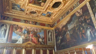 Very elaborate ceilings and endless impressive paintings in the many rooms of the Doge's Palace