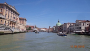 Travelling up the Grand Canal on the 'vaporetto'